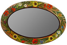 Floral Oval Mirror by Sticks (Wood Mirror)