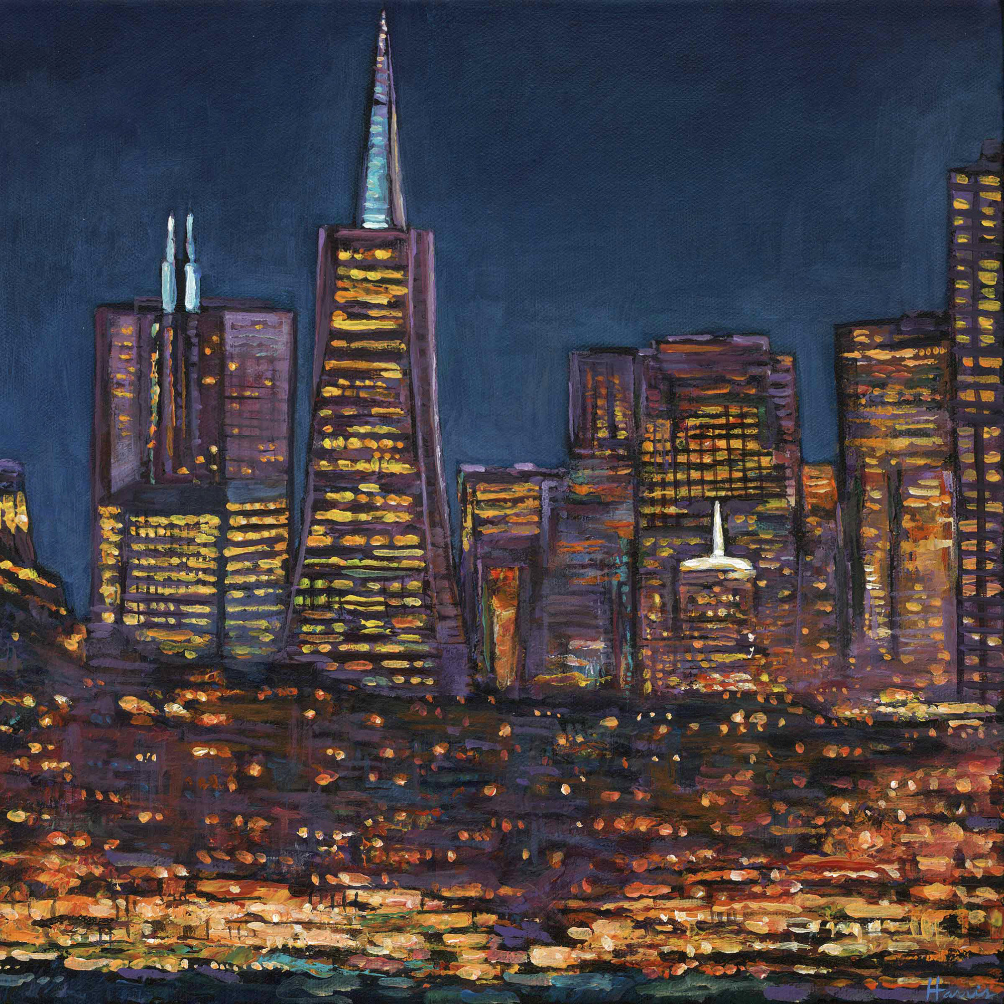 Bay City Lights by Johnathan Harris (Acrylic Painting) | Artful Home