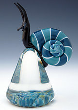 Blue Cosmo Snail by Eric Bailey (Art Glass Paperweight)