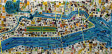 Map of New York by Renato Foti (Art Glass Wall Sculpture)