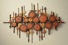 Ripples in Oranges by Hannie Goldgewicht (Mixed-Media Wall Sculpture)
