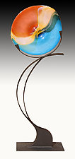 Mango Volo Floor Sculpture by Janet Nicholson and Rick Nicholson (Art Glass Sculpture)