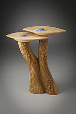 Two-Level Table with Lotus Inlay by Aaron Laux (Wood Side Table)