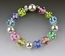 Spring Dot Bracelet by Dianne Zack (Art Glass & Silver Bracelet)