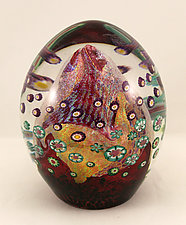 Ruby Floral by Ken Hanson and Ingrid Hanson (Art Glass Paperweight)