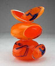 Remnant Vessel in Amber and Orange by Justin Hunting (Art Glass Sculpture)