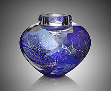 Blue Camo Bowl by Randi Solin (Art Glass Vessel)
