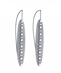 Ellipse Line/Dot Earrings by Heather Guidero (Silver Earrings)