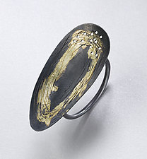 Long Scribble Ring by Peg Fetter (Gold & Silver Ring)
