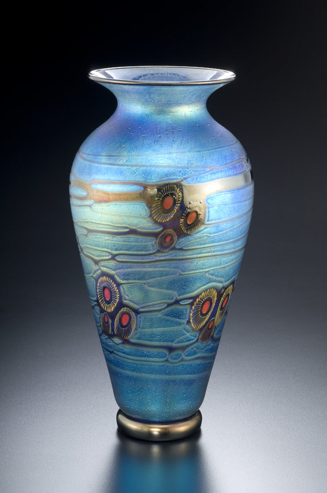 Blue Currents Murrini Vase By David Lindsay Art Glass Vase Artful Home