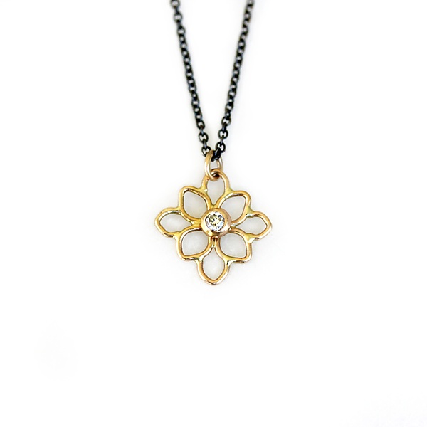 Square Filigree and Diamond Necklace by Katie Carder (Gold & Stone ...
