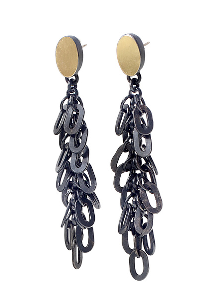 22k Oval Fringe Post Earring by Elisa Bongfeldt (Gold & Silver Earrings ...