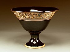 Classic Black Pedestal Bowl by Daniel Bennett (Ceramic Bowl)