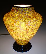 Lime Green and Gold Lamp by Curt Brock (Art Glass Table Lamp)