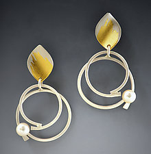 Pirouette Earrings by Judith Neugebauer (Gold, Silver & Pearl Earrings)