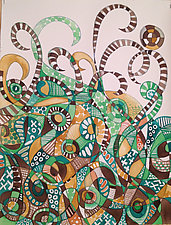 Skin, Hair & Water Series #15, Green Jungle by Melissa Leaym-Fernandez (Watercolor Painting)