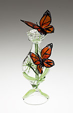 Milkweed Perfume Bottle with Monarchs by Loy Allen (Art Glass Perfume Bottle)