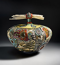 Extra Large Vessel with Porcelain Bones by Gail Markiewicz (Ceramic Vessel)