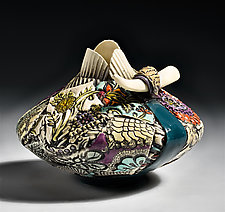 Medium Floating Vessel with Bone by Gail Markiewicz (Ceramic Vessel)