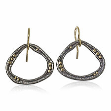 Open Pebble Soft Triangle Dangle Earring by Rona Fisher (Gold & Silver Earrings)