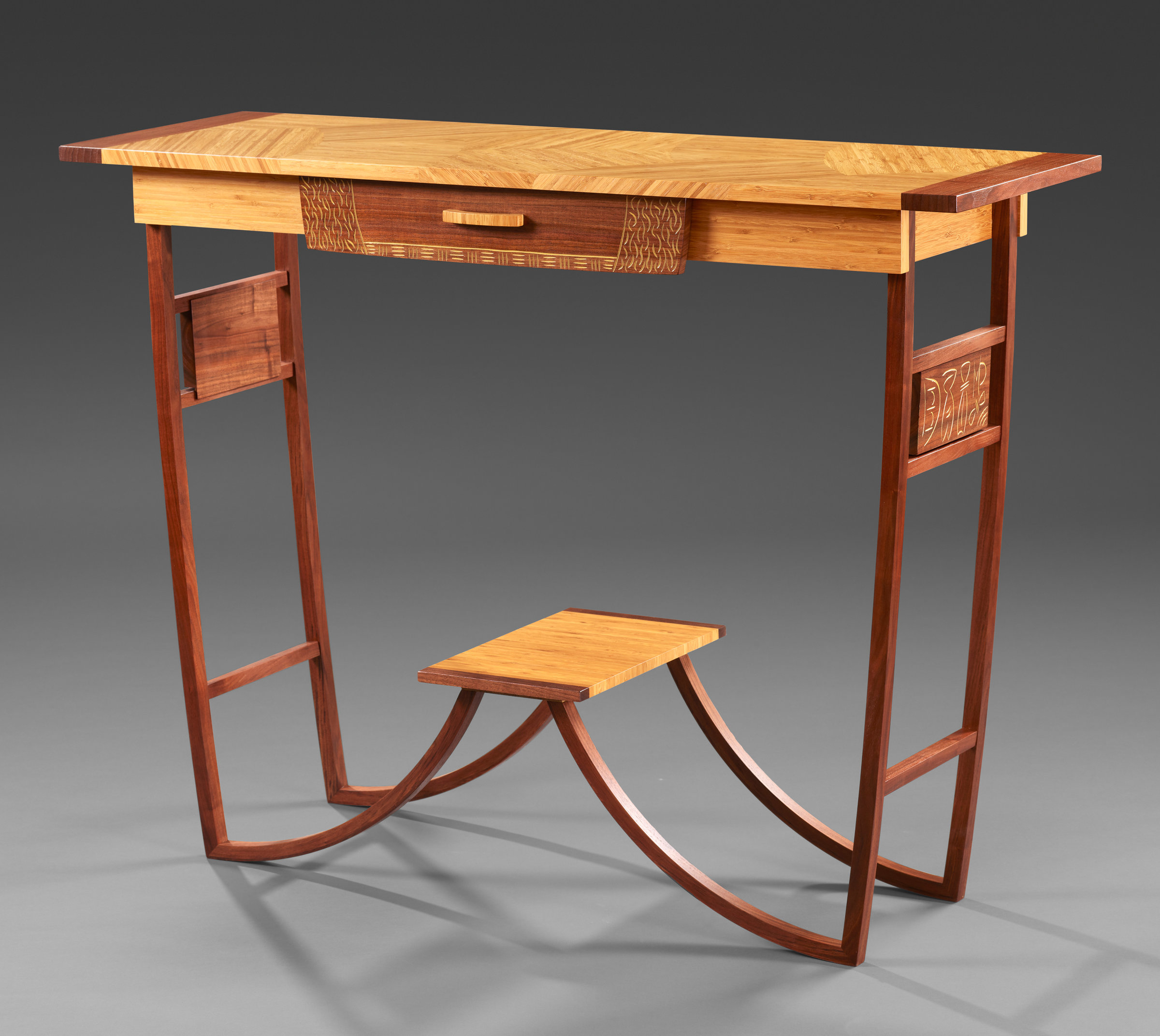 Bamboo Walnut Entryway Table By Mark Del Guidice Wood Console