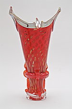 Red and Gold Jester by Dierk Van Keppel (Art Glass Vase)