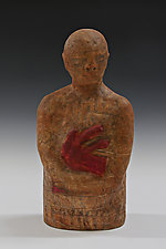 Holding Heart in Brown by Beth Ozarow (Ceramic Sculpture)