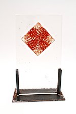 Blown Glass Origami Tile in Cast Glass by Dierk Van Keppel (Art Glass Sculpture)