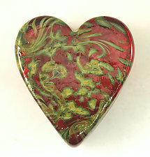 Ruby Swirl Heart Paperweight by Ken Hanson and Ingrid Hanson (Art Glass Paperweight)
