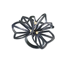 Double Hyacinth Fold Ring with Diamonds by Karin Jacobson (Gold, Silver & Stone Ring)