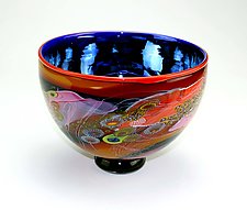 Color Field Bowl with Iridescent Blue by Wes Hunting (Art Glass Bowl)