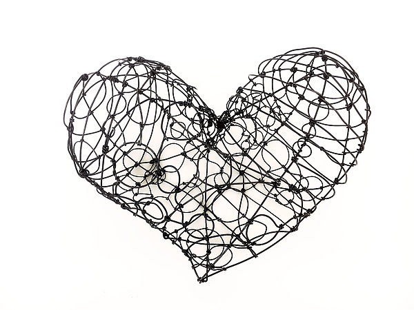 Wire Heart, Wide by Barbara Gilhooly (Metal Wall Sculpture) | Artful Home