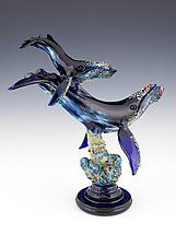 Humpback and Baby by Paul Labrie (Art Glass Sculpture)