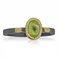 Textured Pebbles Oval Peridot Ring by Rona Fisher (Gold, Silver & Stone Ring)