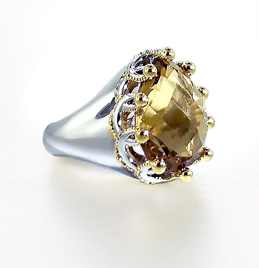 Champagne Quartz Garland Ring by Ellen Himic (Silver & Stone Ring ...