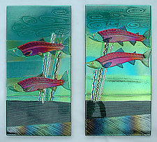 Sockeye Salmon Wall Panels by Mark Ditzler (Art Glass Wall Sculpture)
