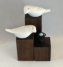 Nesting Birds by Chris Stiles (Ceramic & Wood Sculpture)