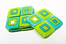 Spring Green Retro Coasters by Helen Rudy (Art Glass Coasters)