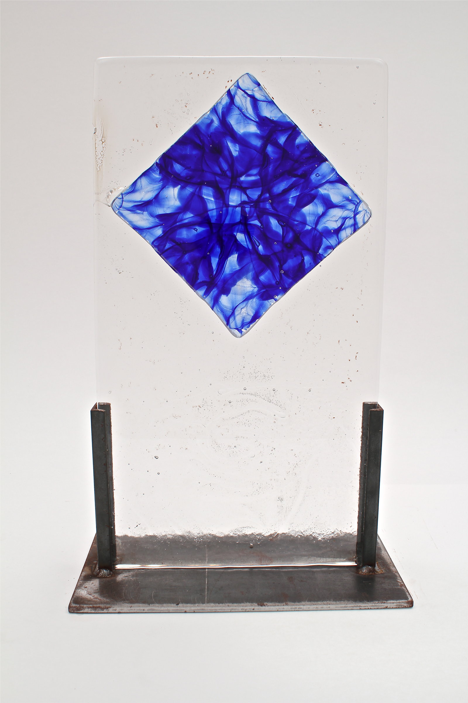 Cast Glass Blue Fusing Inclusion By Dierk Van Keppel Art Glass