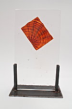Cast Glass Amber Optic Inclusion by Dierk Van Keppel (Art Glass Sculpture)