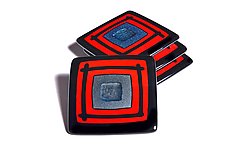Red Cosmo Coasters by Helen Rudy (Art Glass Coasters)