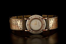 Copper and Silver Multi Textured Large Full Moon by Eduardo Milieris (Copper Men's Watch)
