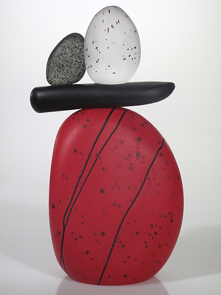 Cairn Rock Totem in Red by Melanie Guernsey-Leppla (Art Glass Sculpture) | Artful Home