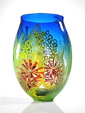 Blue Seascape Vase by David Leppla (Art Glass Vase)
