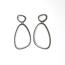 Eclipse Short Organic Oval Earrings by Heather Guidero (Silver Earrings)