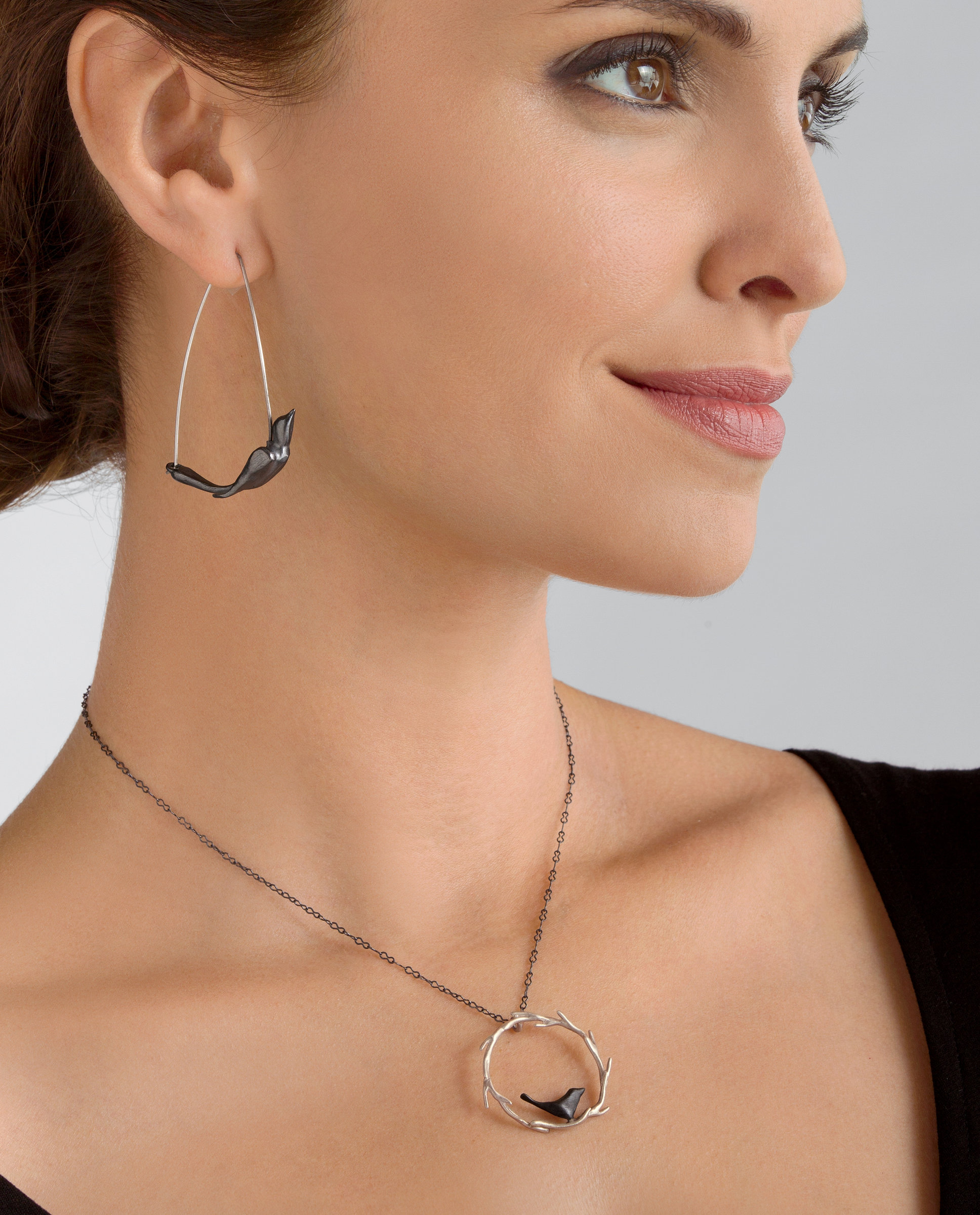 Black Bird Collection by Lisa Cimino (Earrings and Necklace) | Artful Home - earrings_necklace_l