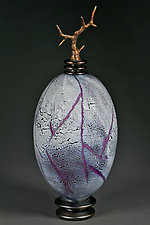 Grana Mali Ljubi Velki: Large Violet Elongated Sphere by Eric Bladholm (Art Glass Vessel)