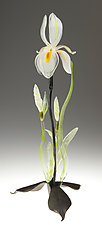 White Iris by Loy Allen (Art Glass Sculpture)
