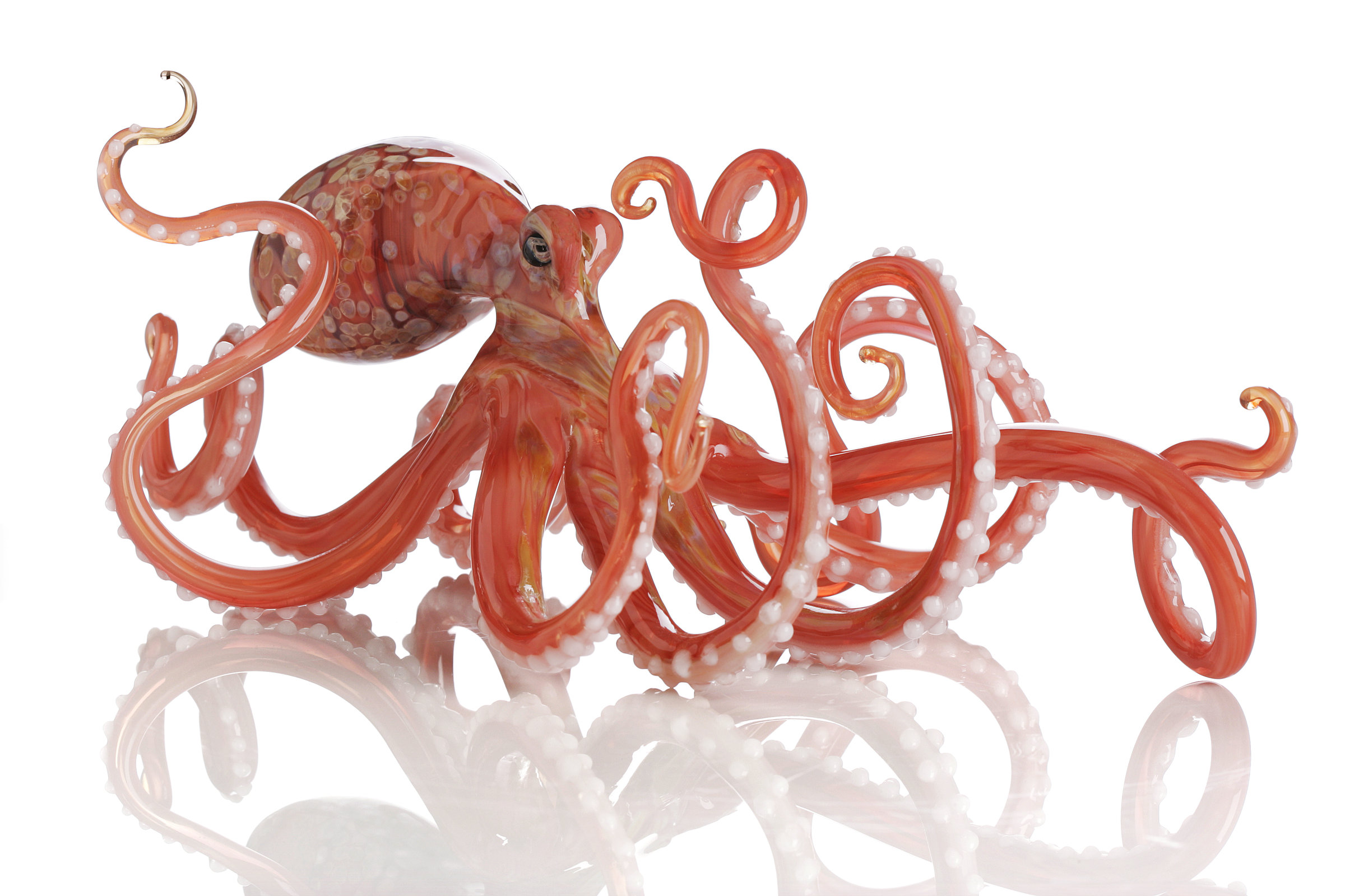Octopus in Coral by Jennifer Caldwell and Jason Chakravarty (Art Glass