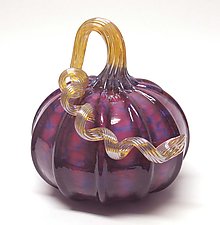 Purple Pumpkin by Ken Hanson and Ingrid Hanson (Art Glass Sculpture)